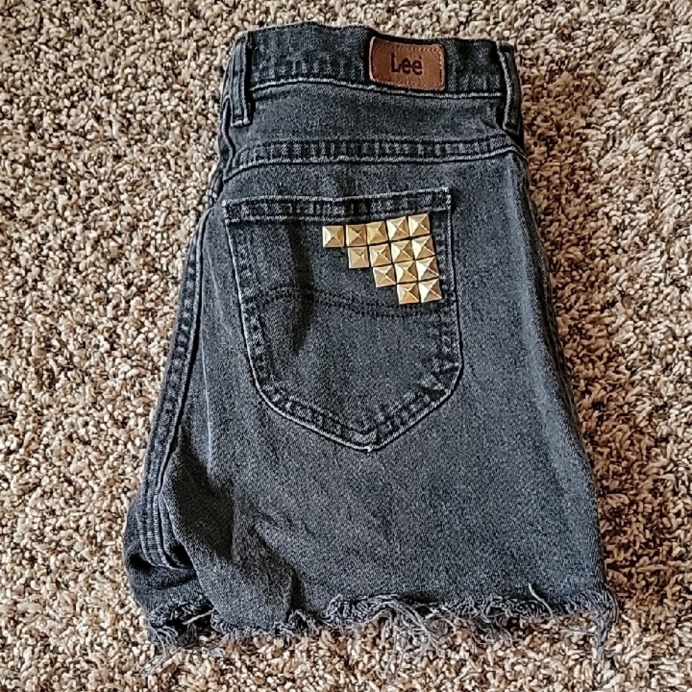 Lee Women's Gray Denim Shorts with Gold Accents